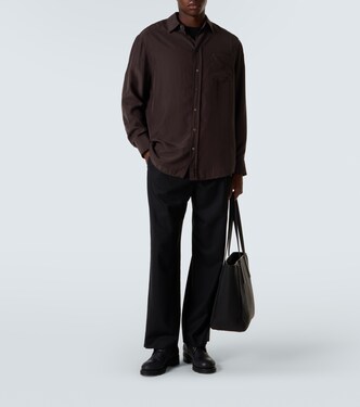 Corley virgin wool flannel wide-leg pants | The Row