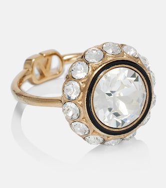 Crystal-embellished enamel ring | Valentino