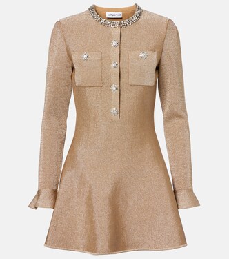 Crystal-embellished lamé minidress | Self-Portrait