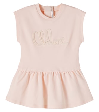 Logo-embroidered cotton jersey dress | Chloé Kids