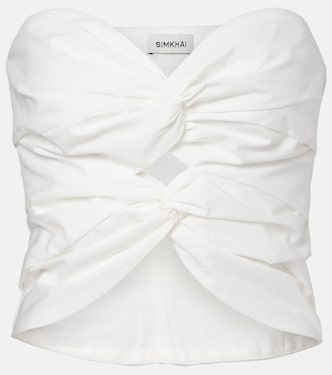 Cornelia cutout ruched cotton-blend top | Simkhai