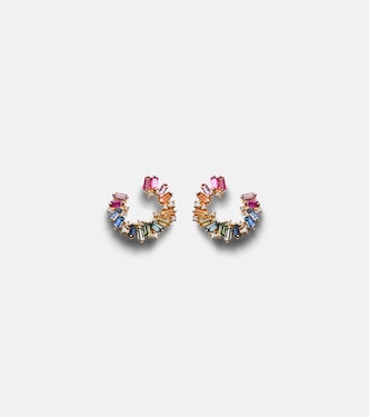 Ohrringe Rainbow aus 18kt Gelbgold mit Diamanten und Saphiren | Suzanne Kalan