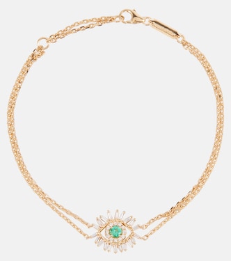 Armband Evil Eye aus 18kt Gelbgold mit Diamanten und Smaragd | Suzanne Kalan