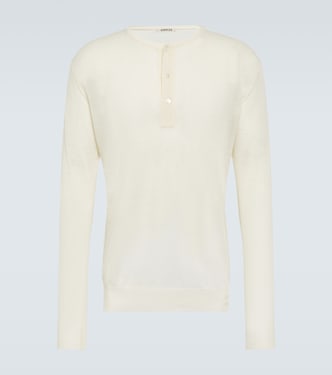 Chemise Henley en laine et soie | Auralee
