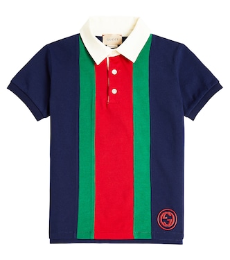 Web Stripe cotton jersey polo shirt | Gucci Kids