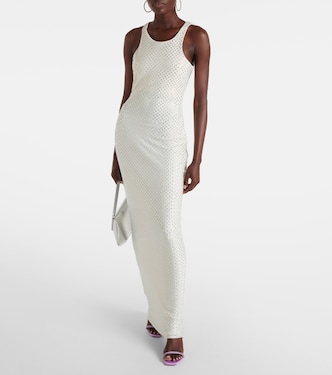 Verziertes Maxikleid aus Mesh | Self-Portrait