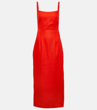 Vestido largo fruncido Primrose de lino | SIR