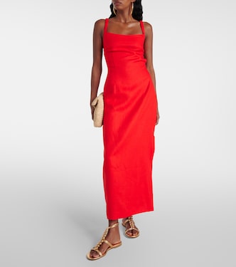 Primrose ruched linen maxi dress | SIR