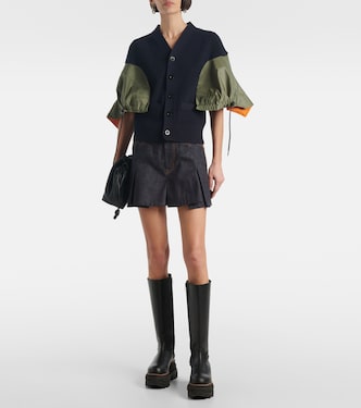 Cardigan in misto cotone e twill | Sacai