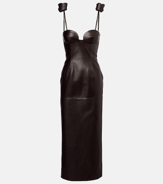 Floral-appliqué leather bustier dress | Magda Butrym