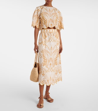 Falda midi de lino estampado | Farm Rio
