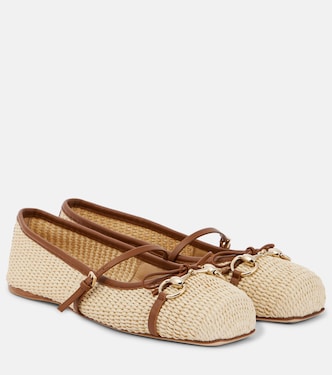 Bailarinas Gucci Horsebit de rafia | Gucci
