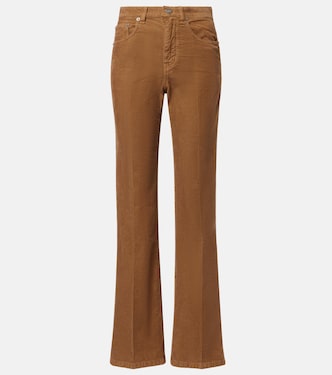 بنطلون بأرجل واسعة من مخمل القطن المضلّع Clyde | Saint Laurent