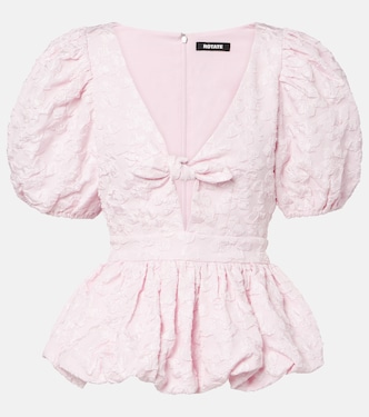 Cutout jacquard peplum top | Rotate