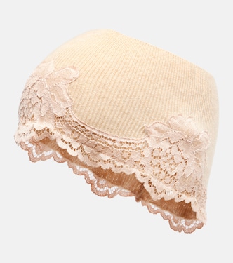 Lace-trimmed cashmere headband | Valentino