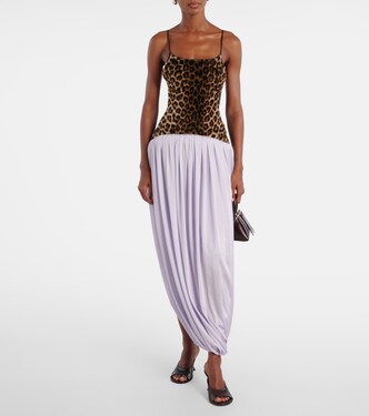 Bedrucktes Maxikleid mit Leder | Jacques Wei
