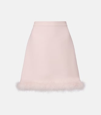 Crepe Couture feather-trimmed miniskirt | Valentino