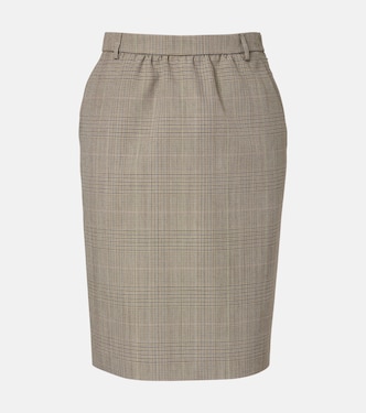 Prince of Wales check wool pencil skirt | Gucci