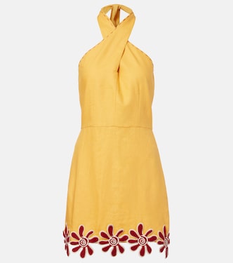 Veneta floral-appliqué linen minidress | Cala de la Cruz