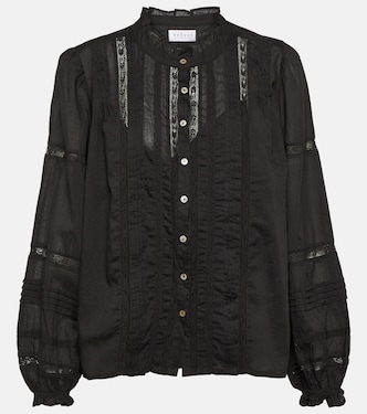 Romy lace-detail cotton top  | Velvet