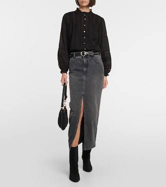 Romy lace-detail cotton top  | Velvet
