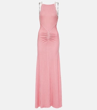 Embellished ruched velvet gown  | Rabanne