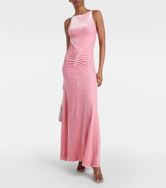 Embellished ruched velvet gown  | Rabanne