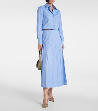 Camisa oxford cropped de algodón con GG | Gucci