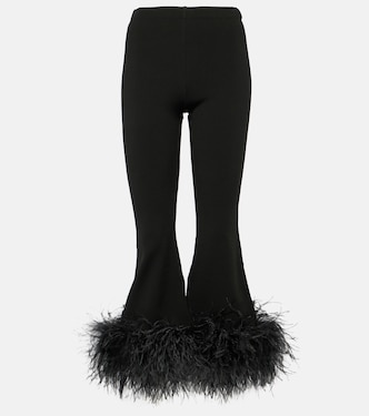 Pantaloni flared con piume a vita alta | Valentino