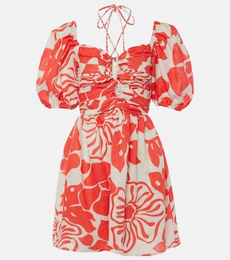 Vestido corto Odelia de lino floral | Faithfull