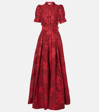 Abito lungo Henrietta in broccato | Rebecca Vallance