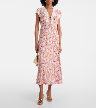 Robe longue Amari en crêpe de chine à fleurs | Rixo
