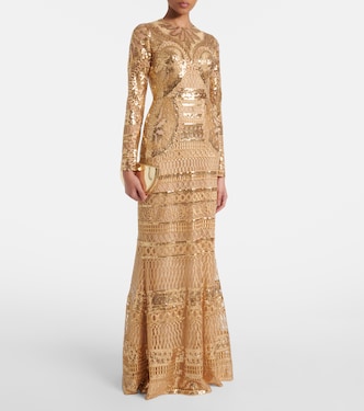Embellished metallic tulle gown | Elie Saab
