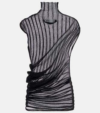 Asymmetric draped cotton-blend top | Victoria Beckham