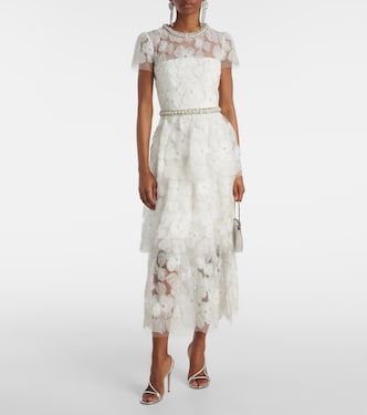 Bridal - Abito midi in tulle con perline | Self-Portrait
