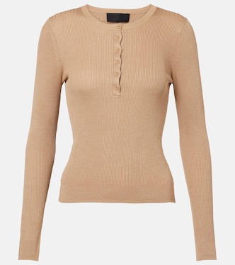 Kyrie ribbed-knit silk Henley shirt | Nili Lotan