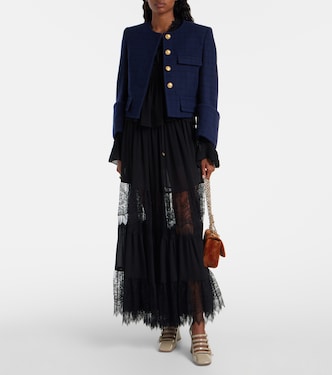 Gathered lace-trimmed silk georgette blouse | Chloé