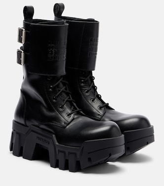 Bulldozer 25 leather platform combat boots | Balenciaga