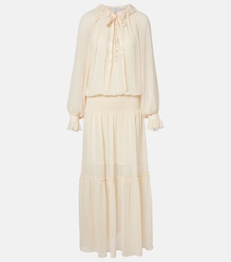 Shirred tie-neck maxi dress | Xu Zhi