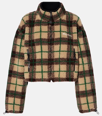 Plaid cropped fleece jacket | Miu Miu