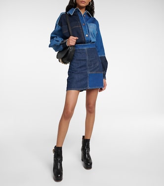 Patchwork denim miniskirt | See By Chloé