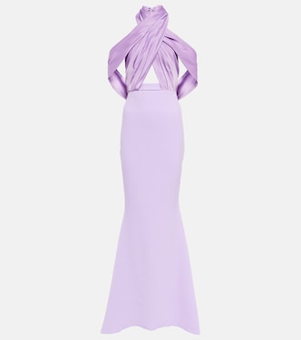 Robe longue Louella en crêpe et satin | Safiyaa