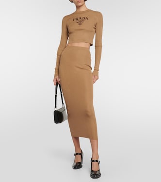 Top in seta con logo | Prada
