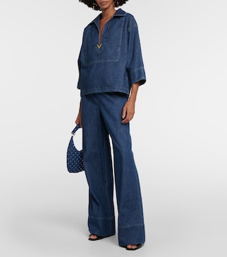 Jeans anchos de chambray de tiro alto | Valentino