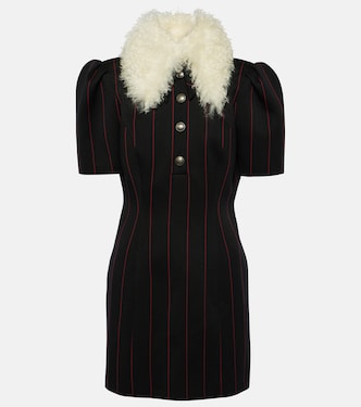 Pinstripe collared wool-blend minidress | Alessandra Rich