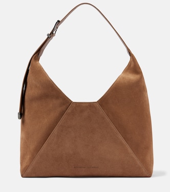 Borsa a spalla Large in suede | Brunello Cucinelli