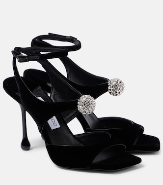 Orb 95 embellished velvet sandals | Jimmy Choo