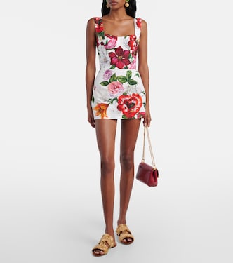 Floral cotton poplin bustier dress | Dolce&Gabbana