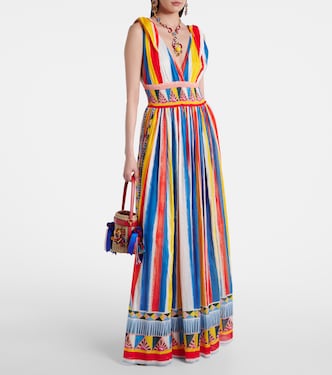 Vestido largo de algodón a rayas | Dolce&Gabbana