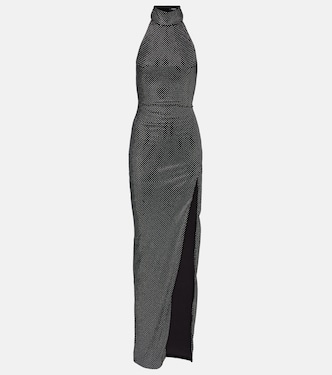 Rhinestone-embellished velvet maxi dress | Balmain
